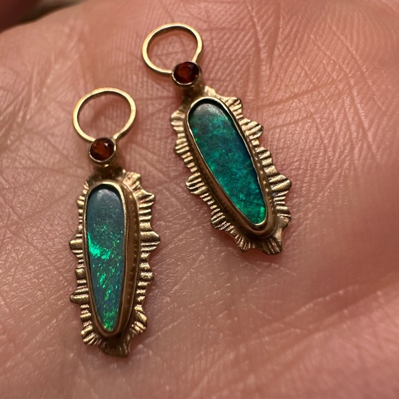 10k custom one of a kind opal and citrine hoop charms - Picture 5 of 10